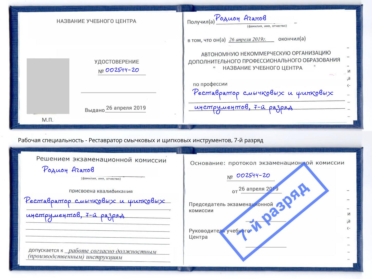 корочка 7-й разряд Реставратор смычковых и щипковых инструментов Холмск