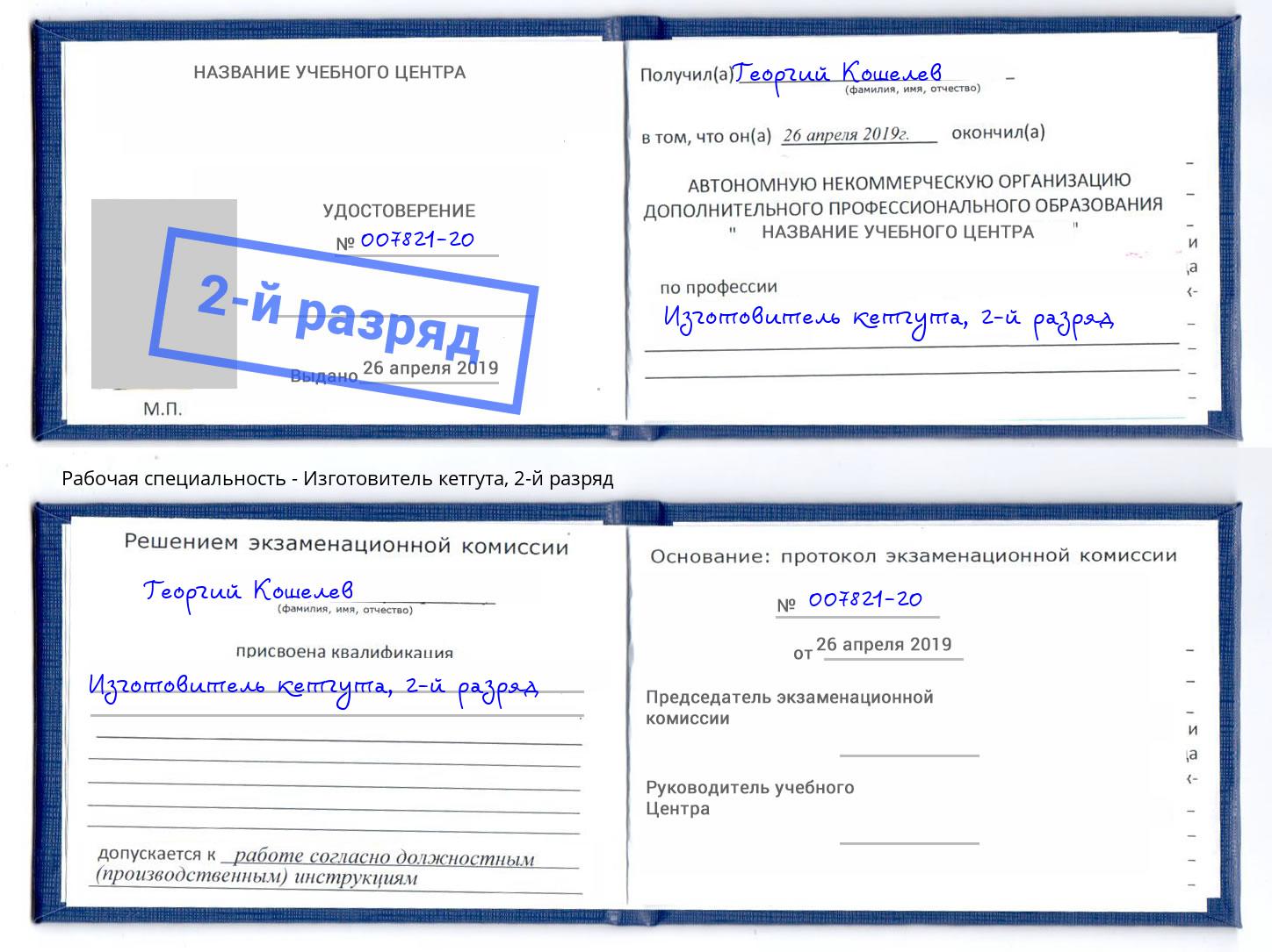 корочка 2-й разряд Изготовитель кетгута Холмск
